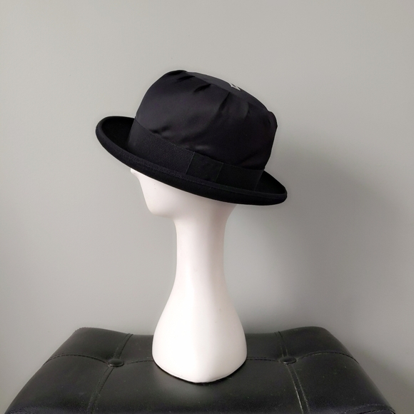 Rare Vintage 1990's Emporio Armani Italy Archival Satin Top Wool Hard Bowler Hat - Picture 3 of 6